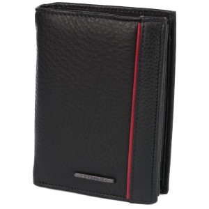 KLASYCZNY PORTFEL SKÓRZANY RFID EM-96R-123 - czarnoczerwony