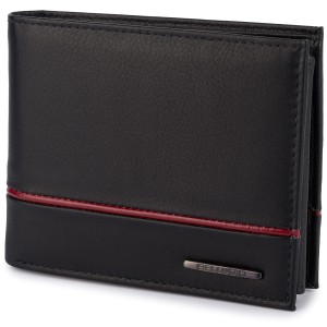 Portfel męski z lampasem Ellini TMM-80R-033 czarno - czerwony