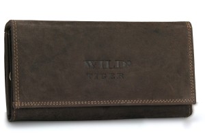 Portfel damski ze skóry Nubuk ZD-28-068M - ciemnobrązowy