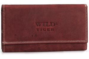 Portfel Damski Ze Skóry Nubuk Wild Tiger ZD-28-068M - ciemnoczerwony
