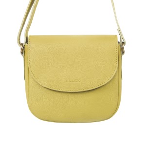 Skórzana torebka damska na ramię mini listonoszka  - limonkowa
