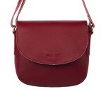 Skórzana torebka damska na ramię mini listonoszka - czerwona