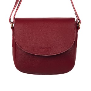 Skórzana torebka damska na ramię mini listonoszka - czerwona