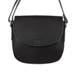 Skórzana torebka damska na ramię mini listonoszka - czarna