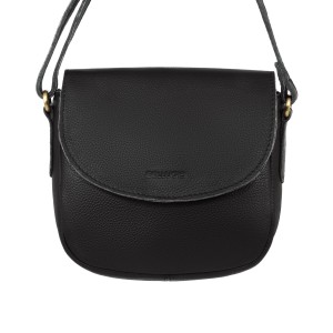 Skórzana torebka damska na ramię mini listonoszka - czarna