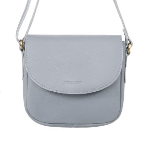 Skórzana torebka damska na ramię mini listonoszka - gołębi