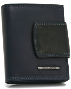 Skórzany portfel damski ADF-24-329  granatowo-czarny