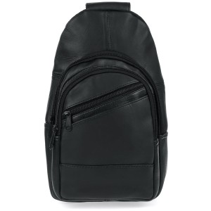 Plecak skórzany crossbody ABM-107-796 - czarny