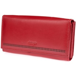 DUŻY SKÓRZANY PORTFEL DAMSKI RFID AD-118R-210 CIEMNOCZERWONY