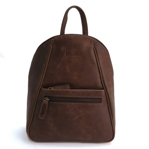 Skórzany plecak damski mały CHIC - brązowy